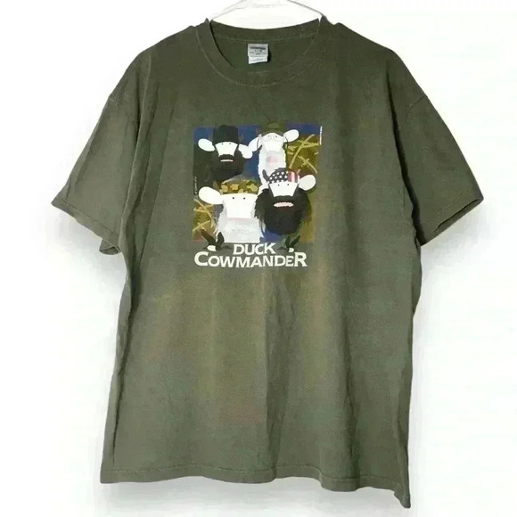 cows Other - Rare VTG Cows  T-shirt Parody Art ‘duck cowmander’ spoof funny laugh cartoon L